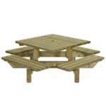 Houten vierkante Picknicktafel 195x195x76cm