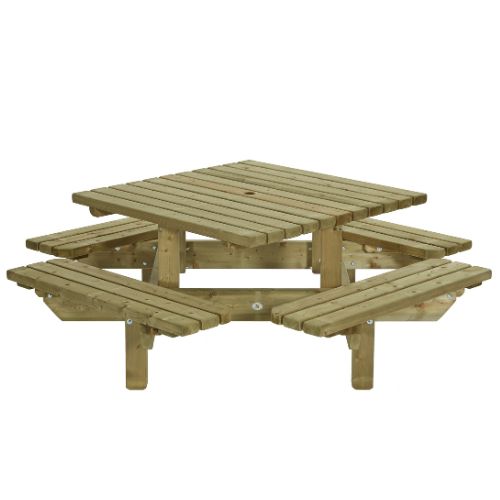Houten vierkante Picknicktafel 195x195x76cm
